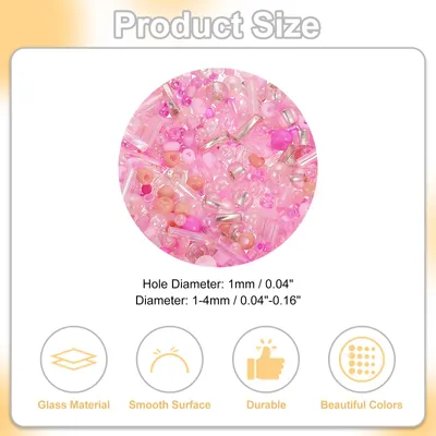 Produktbild von 1000 Stš¹ck Glasperlen zum Auff?deln, 1-4mm Armband Perlen Gemischte Perlenset, Mini Glasperlen Zwischenperlen fš¹r Armb?nder Selber Machen DIY Ohrringe Halsketten, Pink