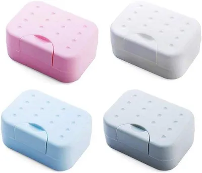 Produktbild von 4 Stück Reise-Seepfächer mit Deckel - Plastik-Seepfächer für Badezimmer, Dusche und Küche