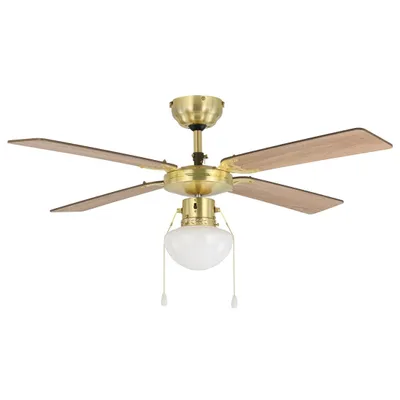 Obrázok produktu pre Stropný ventilátor EGLO Fortaleza, 4 lopatky s reťazou, osvetlenie a letná/zimná prevádzka, drevo, AC motor, Ø 106,6 cm