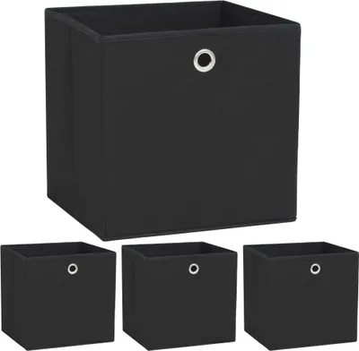 Produktbild von Möbel Aufbewahrungsboxen 4 Stk. Vliesstoff 32x32x32 cm Schwarz  - Aufbewahrungsboxen 245745