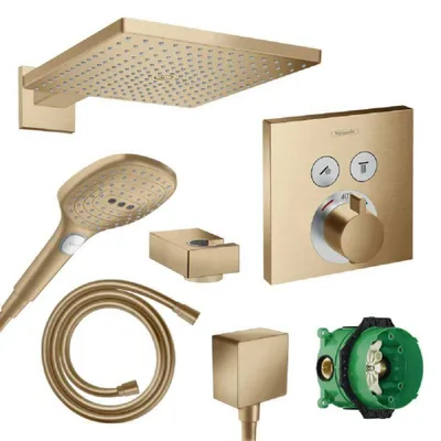 Produktbild von hansgrohe Duschbrause Raindance Duschsystem,Thermostat schwarz matt Duschbrause Regendusche, (Wasser sparen,Wassersparen,Komplettset,Duschbrause set)