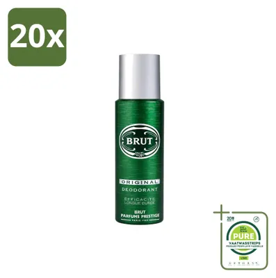 Productafbeelding van 20 x Brut Original Deodorantspray - 200 ml - Grote verpakking - 20 stuks