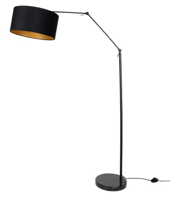 Zdjęcie produktu dla Regulowana czarna lampa podłogowa z czarnym kloszem i złotym wnętrzem 50 cm - Editor