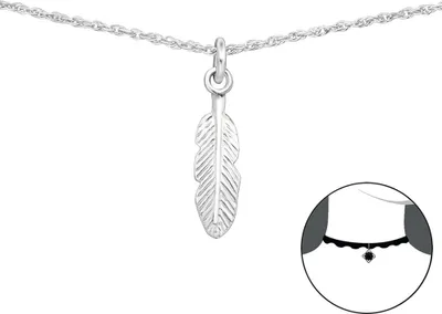 Produktbild von Choker Kette Silber 925 mit Anhänger Feder