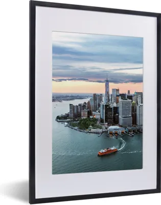 Produktbild von MuchoWow® MuchoWow® Gerahmtes Poster Luftaufnahme von New York 30x40 cm - Poster mit zchwarzem Bilderrahmen - Wandposter Schlafzimmer