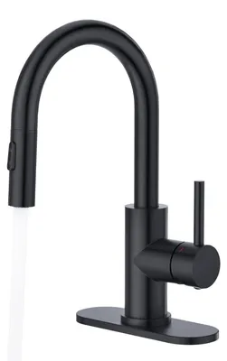Image de Robinet de salle de bain avec pommeau de douche rétractable, robinet de lavabo noir, petit meuble-lavabo, robinet à levier unique avec système de descente, 2 modes, s cUPC/NSF