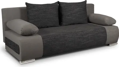 Produktbild von Schlafsofa Naki - Sofa mit Schlaffunktion und Bettkasten, Bettsofa, Couch (Grau + Schwarz (Alova 36 + Berlin 02))