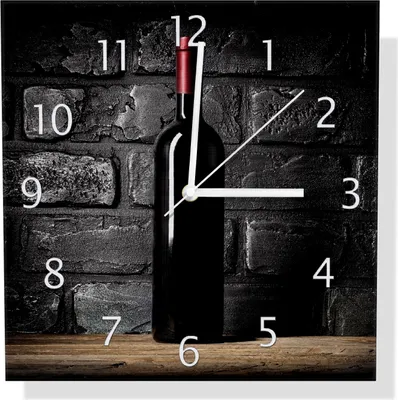 Produktbild von Wallario Design Wanduhr Rotwein-Flasche am Abend aus Aluverbund, Größe 30 x 30 cm
