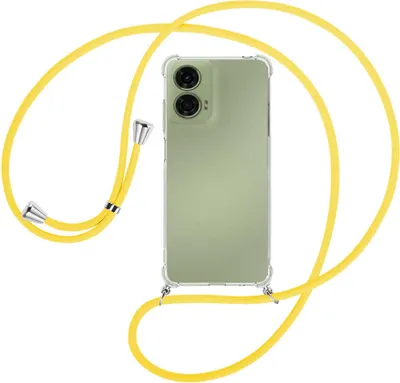 Produktbild von Handykette Backcover-Schutzhülle mit Band (Metall silberfarben) für Motorola Moto G24 - gelb