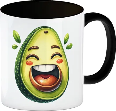Produktbild von Lachende Avocado Kaffeebecher in schwarz
