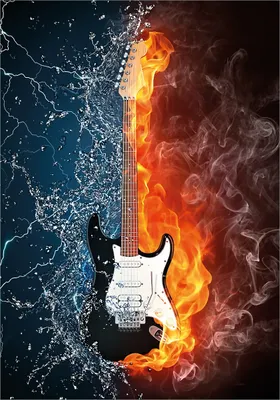 Produktbild von Wallario selbstklebendes Poster - Feuer-Wasser-Gitarre, Größe: 70 x 100 cm
