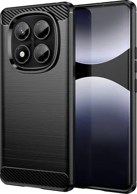 Immagine prodotto di Custodia per Xiaomi Redmi Note 14 Pro 4G in silicone TPU morbido, fibra di carbonio, custodia protettiva antiurto nera