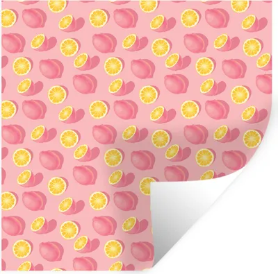 Produktbild von MuchoWow® Wandtattoo Wandsticker Wandaufkleber Sommer - Zitrone - Rosa 30x30 cm Selbstklebend und Repositionierbar - Repositionierbar - Wasser abweisend