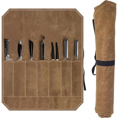 Produktbild von Kochmesserhülle mit 7 Fächern, wasserdichte Messerschutz für Camping und Wandern, ideales Geschenk für Köche und Kochliebhaber