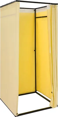 Obrázok produktu pre Mobilná šatňa – kabína na skúšanie s závesom – 85 × 85 × 200 cm – univerzálne použitie – opakovane použiteľná – žltá