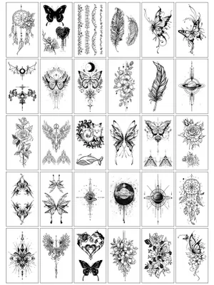 Produktbild von INF Temporäre Tattoo-Aufkleber der Dark Series - 30 einzigartige Designs