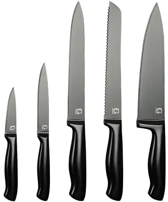 Produktbild von Glissimo Messerset 5-teilig – Küchenmesser Set Edelstahl – Kochmesser, Brotmesser, Fleischmesser – Scharf, ergonomisch, spülmaschinenfest