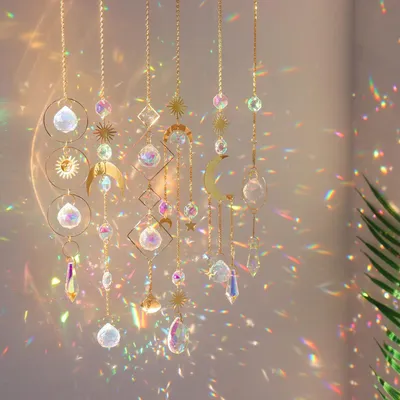 Produktbild von Stück bunte Kristalle, Sonnenfänger zum Aufhängen, mit Kettenanhänger, Ornament, Kristallkugeln für Fenster, Zuhause, Garten, Weihnachten, Party, Hochzeitsdekoration