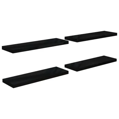 Image de vidaXL Étagères flottantes 4 pcs. Noir brillant 80x23,5x3,8 cm MDF