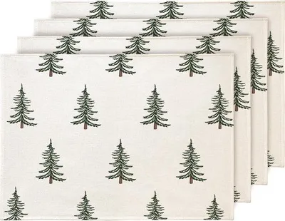 Immagine prodotto di Set di tovagliette natalizie, 4 pezzi, verde, lavabili, 30x45 cm