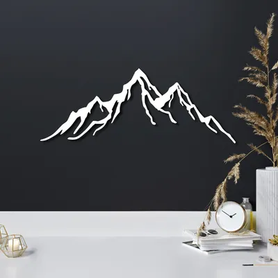 Image de Wallity, Mountain - 12, Accessoire mural décoratif en métal, 100 % METAL, blanc, 52 x 20 cm