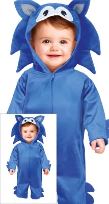 Productafbeelding van Videogame helden kostuum voor kinderen, blauw, carnaval, leuk, baby, pak, met capuchon, creatief, avontuurfiguur, Halloween feest, maat: 74/80, kleur: blauw