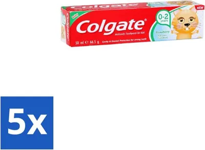 Produktbild von Colgate – Erdbeergeschmack – Kinderzahnpasta – Für Kinder von 0 bis 2 Jahren – 50 ml - Vorteilspack - 5 Stücke