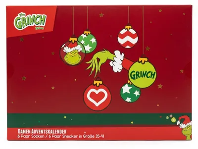 Produktbild von The GRINCH - DAMEN Adventskalender 12 Paar Socken 35-41 ( 6 Paar Socken & 6 Paar Sneaker ) Style - ROT