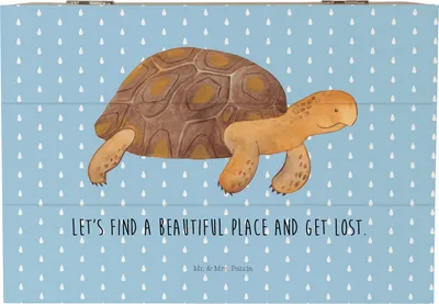 Produktbild von Mr. & Mrs. Panda Box Schildkröte Marschieren 22 x 15 cm - Blau Pastell - Geschenk, fotobox, Schatzkiste, Motivation, Schildkröten, Meer, geschenkkiste, Abenteuer, Kiste