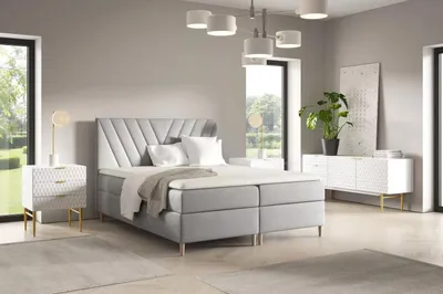 Obrázek produktu pro Kontinentální postel 180x220 ANAMARI - světle šedá + topper