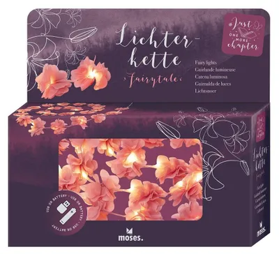 Lichterkette mit 20 LEDs, Stoffblumen, USB-C/Batterie, 1,5 m