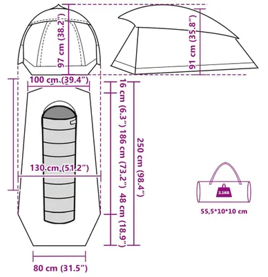 Produktbild von vidaXL Kuppel-Campingzelt 1 Person Grün Wasserdicht
