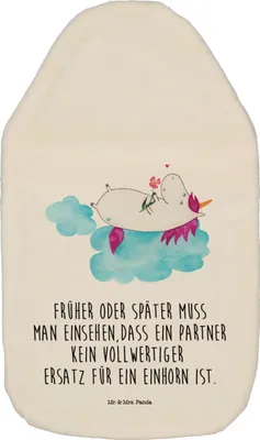 Produktbild von Mr. & Mrs. Panda Wärmekissen Einhorn Verliebt - Weiß - Geschenk, Unicorn, gummi wärmflasche, Freundin, wärmebeutel, Einhörner, mit Bezug, Liebe, Liebesbeweis, Bettflasche