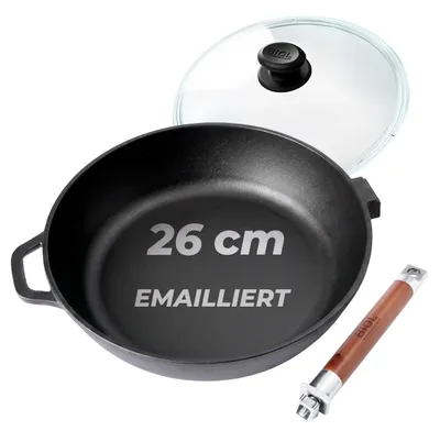 Obrázok produktu pre Liatinový hrniec na pečenie s priemerom 26 cm s skleneným pokrievkou
