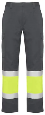 Produktbild von Roly Workwear HV9300 | Naos Hi-Viz Trousers - Arbeitshose mit Reflektionsstreifen - Farbe: Lead 23/Fluor Yellow 221 - Größe: 58