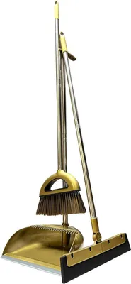 Image de Set de trois balais avec peigne, coupe-vent, manche long, pelle à poussière, vertical