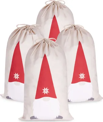 Produktbild von BRUBAKER Weihnachtssack Gnom Zwerg - 80 cm Geschenksack Weihnachten - Nikolaussack Sack, 4 Stück