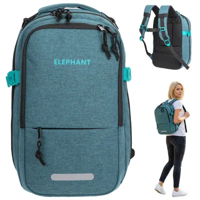 Produktbild von Rucksack Handgepäck klein Flugzeug Reiserucksack Damen Herren Laptoprucksack Ryanair 40x25x20 cm Travel Elephant Fly small 13124 Petrol +Koffergurt