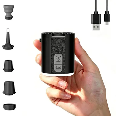 Produktbild von Elektrische Luftpumpe, 2-in-1 Aufblas- und Ablasspumpe, elektrische Multifunktions-Mini-Luftpumpe mit Campinglicht, für Luftmatratzen und Schwimmringe