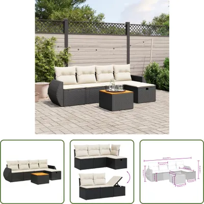 Produktbild von The Living Store 6-tlg. Garten-Sofagarnitur mit Kissen Schwarz Poly Rattan