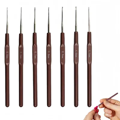 Productafbeelding van Haaknaalden set - 7-delig met ergonomische handgrepen - voor precisiewerk - van 0,5 mm tot 1,1 mm