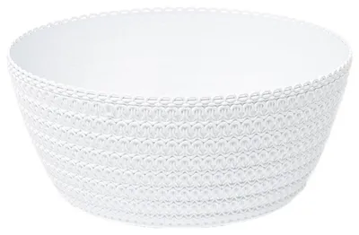 Produktbild von Pflanzschale Jersey weiss ø 30 mit Bewässerungseinsatz Strickmusteroptik für Innen- & Außenbereich