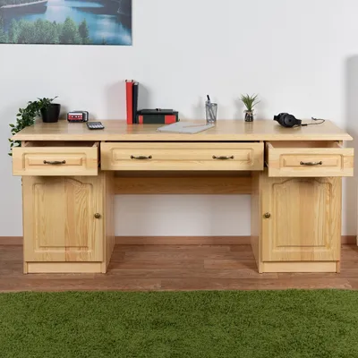 Produktbild von Schreibtisch Kiefer massiv Vollholz natur Pipilo 19 - Abmessung: 80 x 182 x 54 cm (H x B x T)