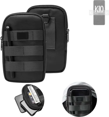 Produktbild von K-S-Trade Holster Gürtel Tasche kompatibel mit Oppo K10 Pro Handy Tasche Schutz Hülle dunkel-grau viele Fächer, 1x