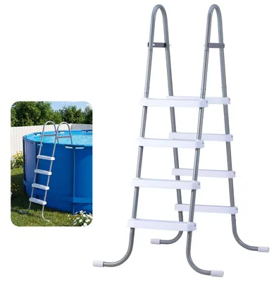 Produktbild von VEVOR Poolleiter Kohlenstoffstahl 136 kg Tragkraft, Einstiegsleiter A-Rahmen, Sicherheitsleiter für Aufstellpools mit 121,9 cm Pooltiefe, Einstiegshilfe mit Rutschfesten 4 Stufen, Grau & Weiß