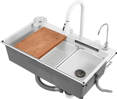 Obrázek produktu pro Kuchyňský dřez, nerezová vytahovací baterie, BÍLÁ