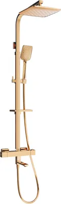Produktbild von Mexen CQ62 Badewannen-/Brausegarnitur mit Kopfbrause und Thermostatmischer, Rosa Gold - 779106295-60