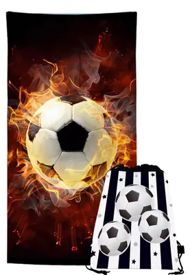 Image de Lot de 2 serviettes de plage en microfibre pour le football, à séchage rapide