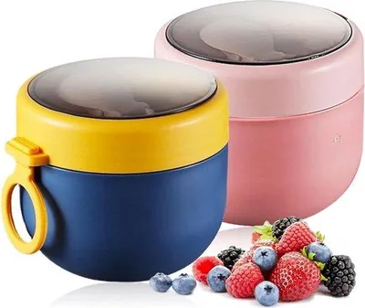 Image de Pot de yaourt pratique à emporter de 600 ml avec cuillère