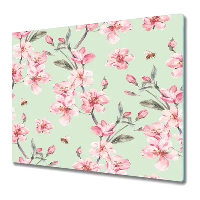 Produktbild von Küchenteller - Schneidebrett Glas - Herdabdeckung -Blumen orientalisch